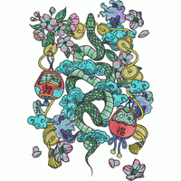 蛇绣花花样版带下载