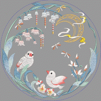 小鸟 圆绣花花样版带下载