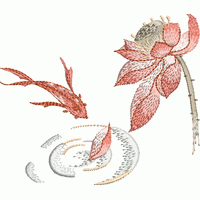 荷花鲤鱼绣花花样版带下载