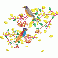 前胸鸟绣花花样版带下载