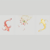 墙布 三联 鱼  背景墙 锦鲤绣花花样版带下载