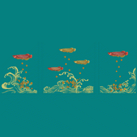 墙布三联金龙鱼  背景墙绣花花样版带下载