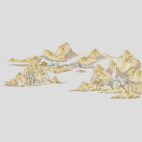 山水江山如画  背景墙绣花花样版带下载