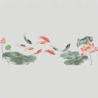 莲池鱼跃 墙布 背景墙 九鱼 荷花绣花花样版带下载