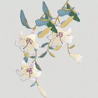 刺绣百合花枝图案绣花花样版带下载