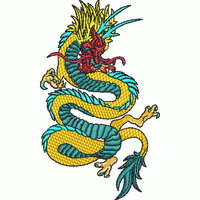 金色龙纹刺绣图案 龙绣花花样版带下载