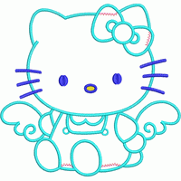 凯蒂猫刺绣图案 贴布天使凯蒂猫绣花花样版带下载
