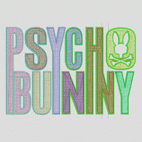 刺绣风格“Psycho Bunny”字样 毛巾绣绣花花样版带下载