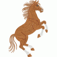 棕色骏马跃起刺绣图案 插针苏绣针法骏马图绣花花样版带下载