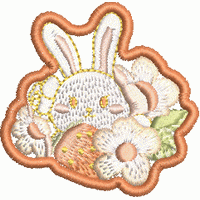 刺绣兔子花篮图案绣花花样版带下载