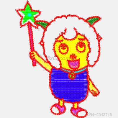 卡通小精灵持魔法棒绣花花样版带下载